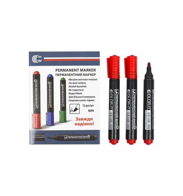 Маркер червоний COLOR-IT 8004(Red) Diamont "C" в упаковці 12 шт — COLOR-IT