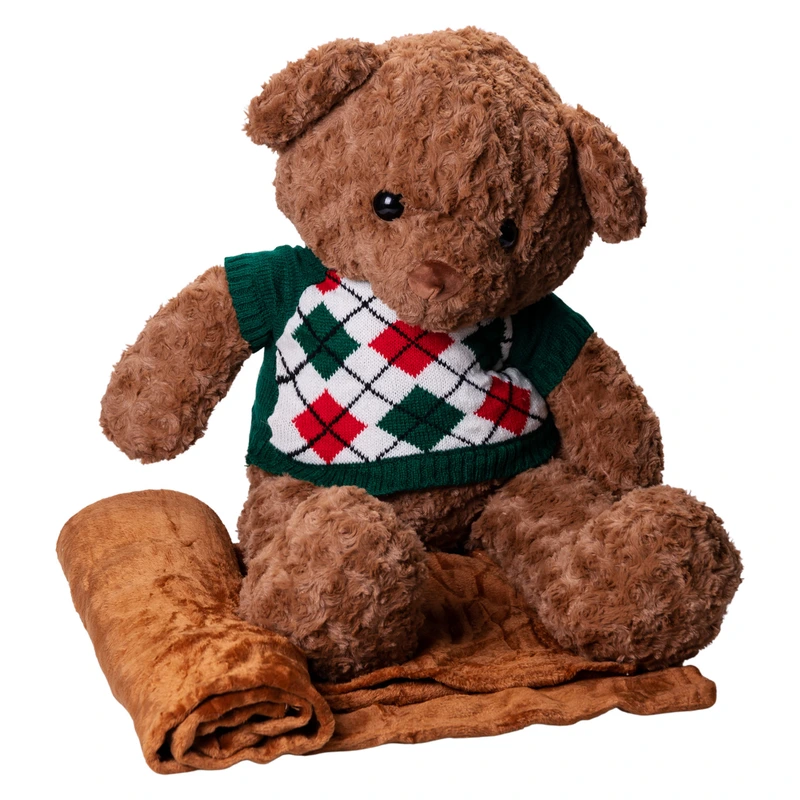 М'яка іграшка-подушка з пледом всередині Ведмідь 110×150 (см) 3 в 1 Коричневий Colorful Home 7146BRGR