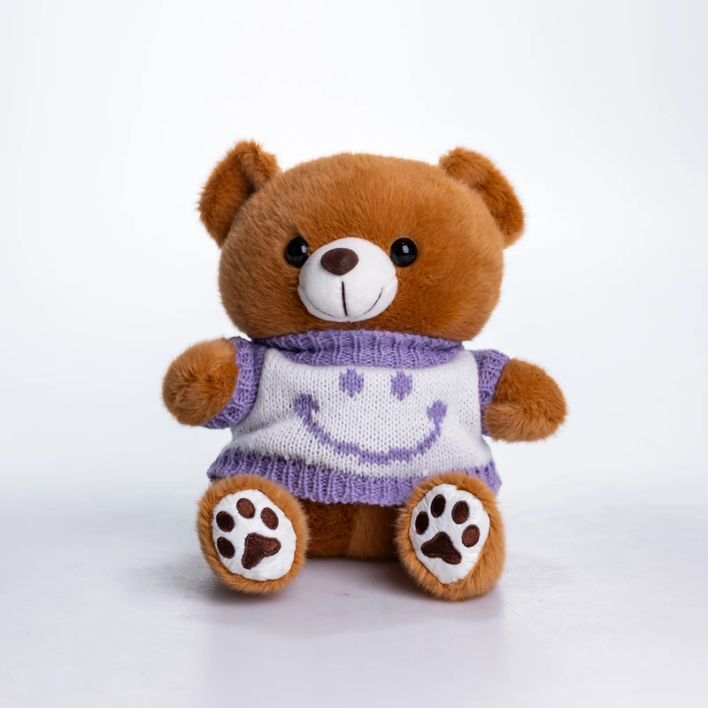 М'яка іграшка-брелок Ведмедик у фіолетовому светрі 20 см плюшевий ведмедик 509-28BRV
