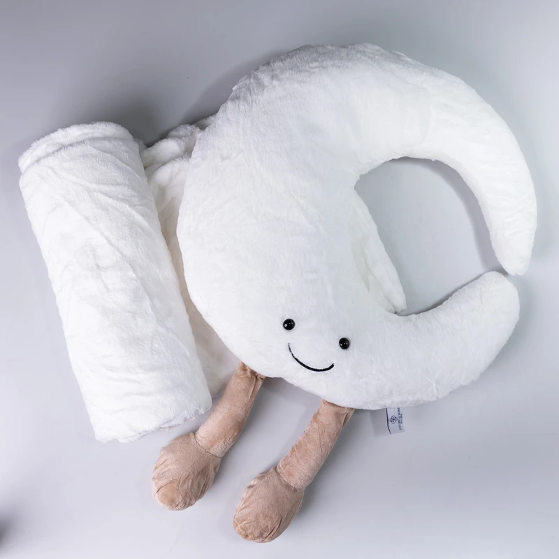 М'яка іграшка-подушка з пледом Місяць 170*110 см 3в1 Білий 520-21M