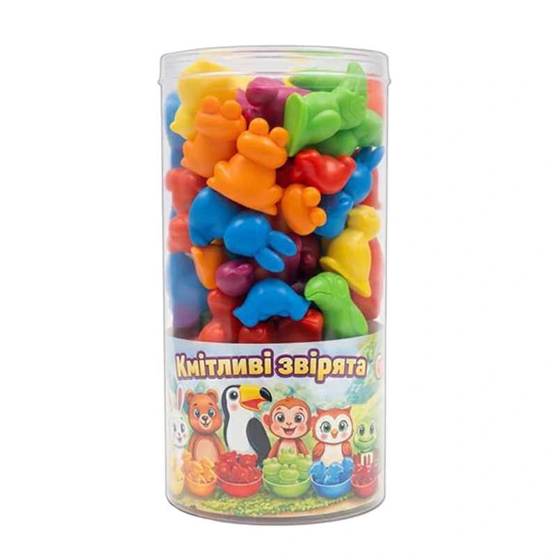 Розвиваючий набір "Кмітливі звірята" 3-005 у тубусі, 56 деталей