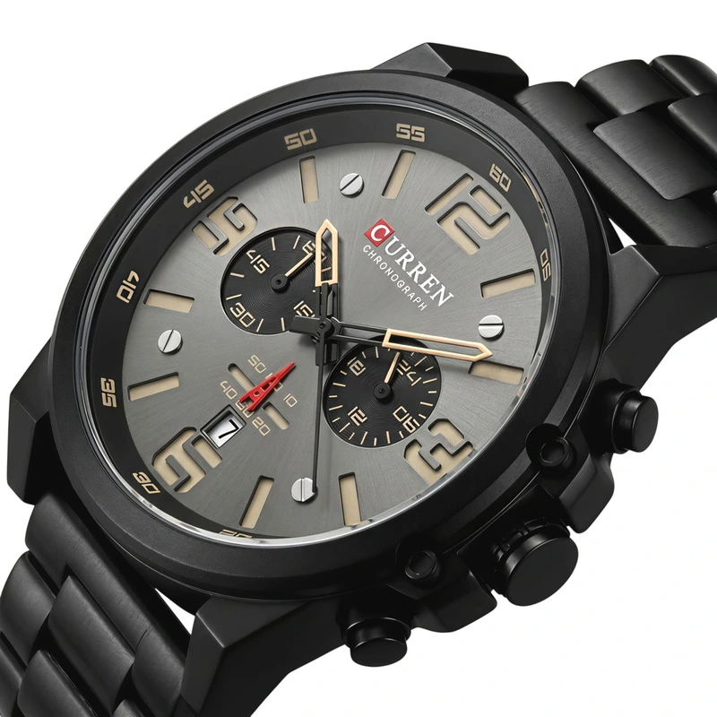 Чоловічий годинник Curren Monreal Black Metal, 2 ремінці