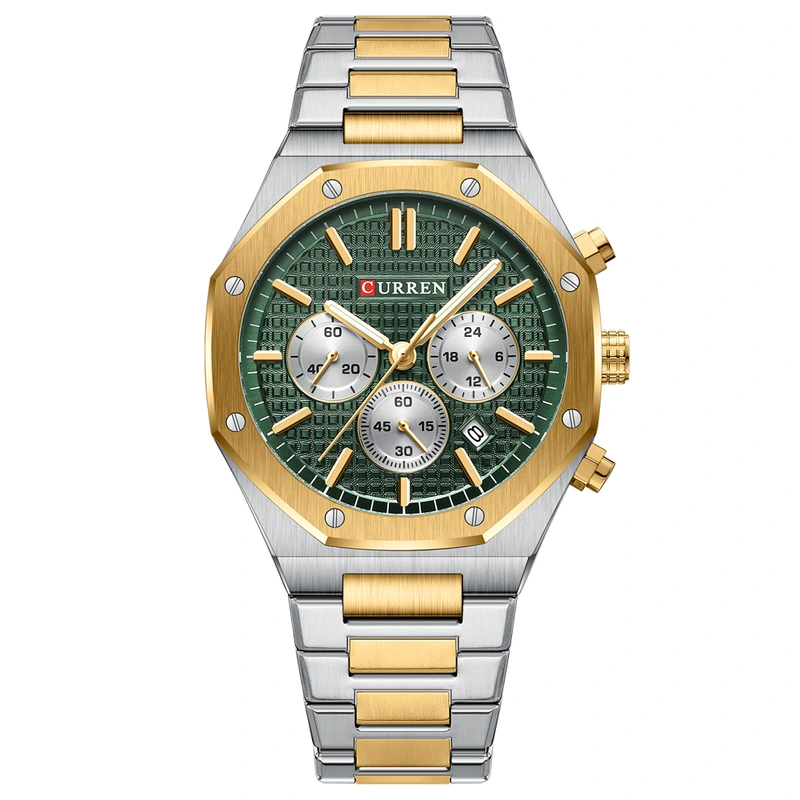 Curren 8440 Silver-Gold-Green