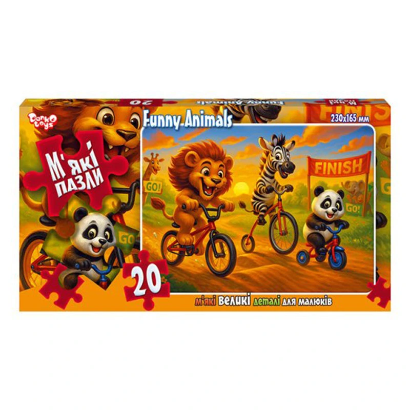 Дитячі м'які пазли "Funny Animals" S20-10-14, 20 елементів — Danko Toys