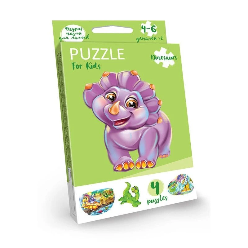 Дитячі розвиваючі пазли "Puzzle For Kids" PFK-05-12, 2 картинки  Дино — Danko Toys