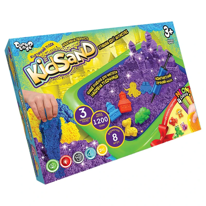 Кінетичний пісок KіdSand набір 8096DT, 1200 г піску і пісочниця