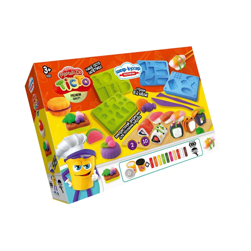 Креативна творчість "Тісто для ліплення "Шеф-кухар" TMD-17-01U…-04U з формами Ресторан Суші 2 — Danko Toys