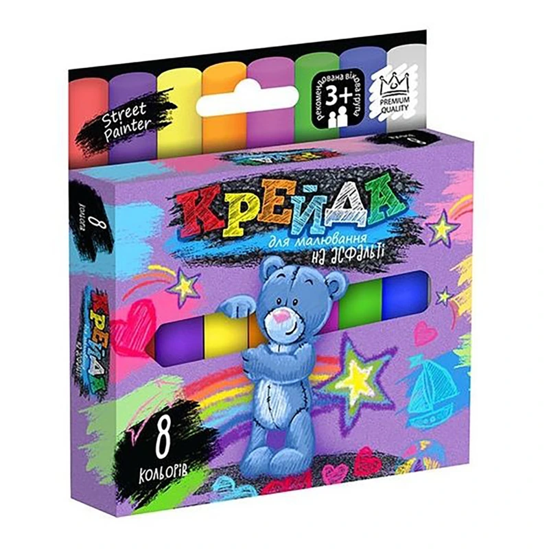 Крейда для малювання на асфальті" тонка 8 шт Укр MEL-02-02U — Danko Toys