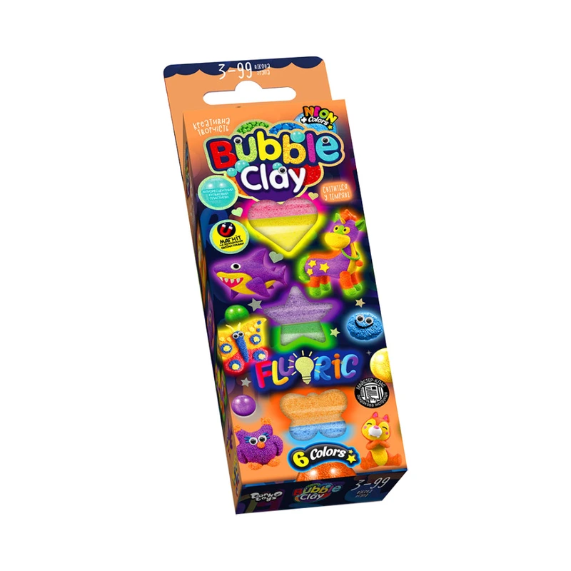 Набір для творчості "BUBBLE CLAY "FLUORIC" BBC-FL-6-01U Укр  BBC-FL-6-01U — Danko Toys