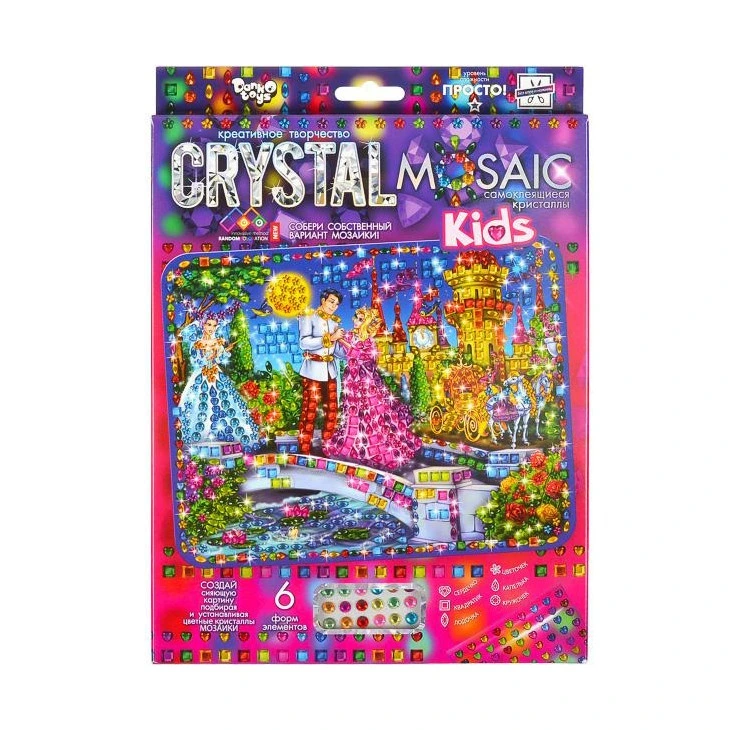 Набір креативної творчості "Kids Crystal Mosaic" CRMk-01-06, 6 форм елементів — Danko Toys