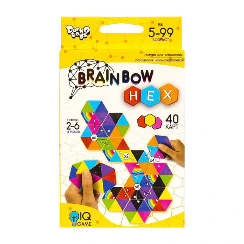 Розважальна карткова гра "Brainbow HEX" G-BRH-01-01, 40 карт — Danko Toys