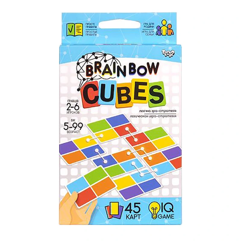 Розважальна настільна гра "Brainbow CUBES" G-BRC-01-01, 45 карт — Danko Toys
