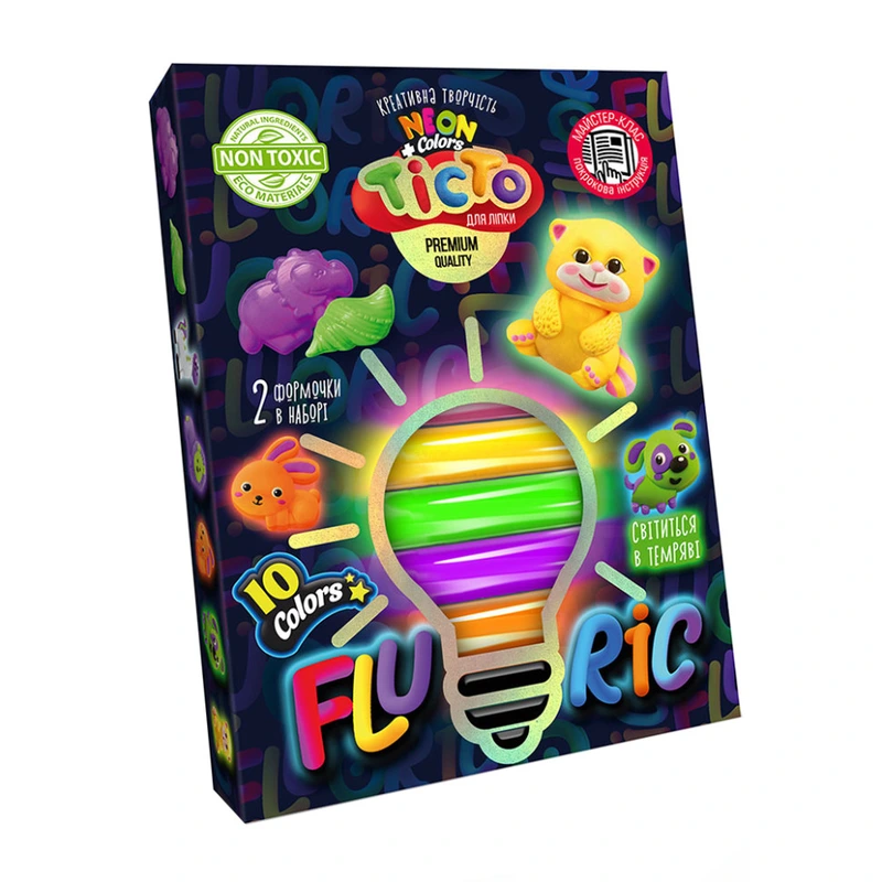 Тісто для ліплення "FLUORIC" TMD-FL10-01U-04U 10 кольорів Вид 1 — Danko Toys