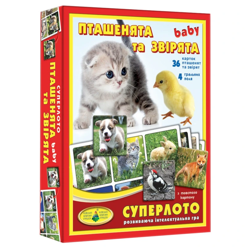 Настільна гра супер ЛОТО "Пташенята і звірята" 81985, 36 карток — Енергія Плюс