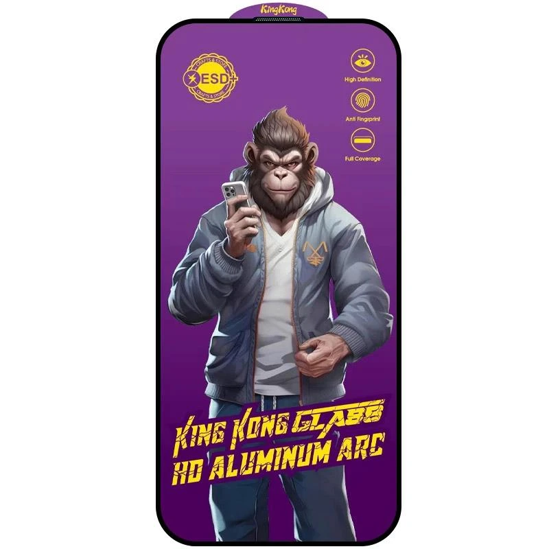 Захисне скло 5D Anti-static Purple (тех.пак) для Apple iPhone 16 Pro Max (6.9") Чорний