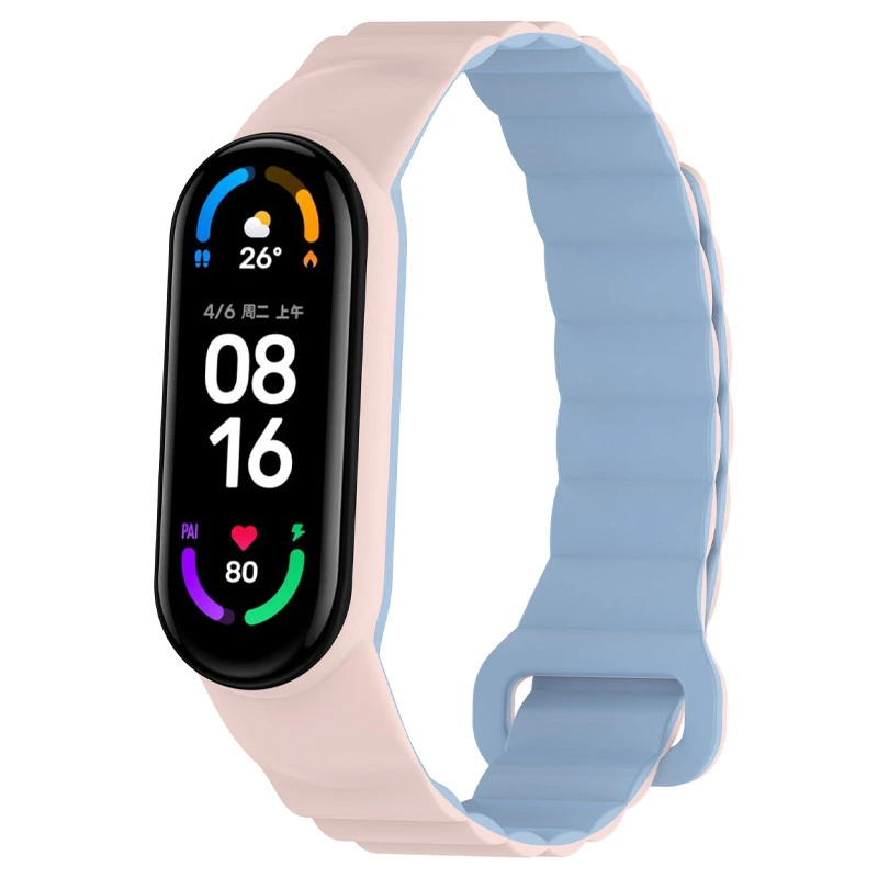 Ремінець Dual-color Magnetic для Xiaomi Mi Band 7/6/5/4/3 White / Orange