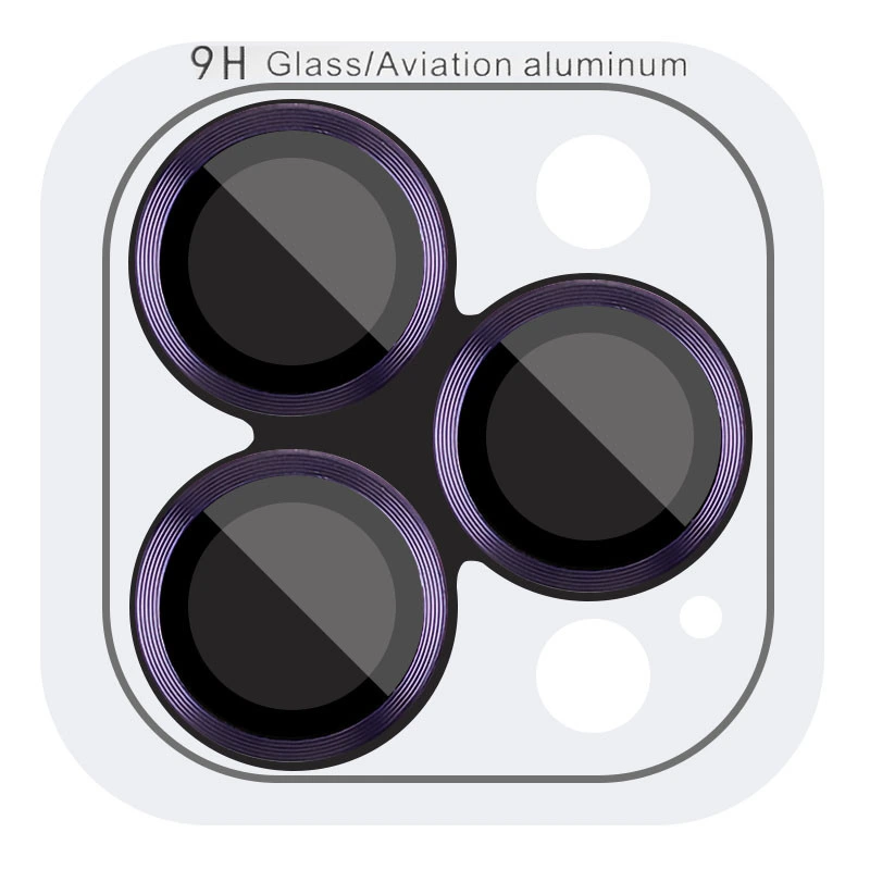 Захисне скло Metal Classic на камеру (у упак.) для Apple iPhone 14 Pro (6.1") / 14 Pro Max (6.7") Бузковий / Rainbow