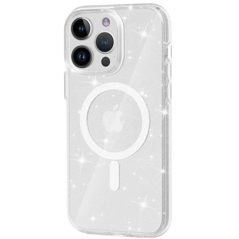 Чохол TPU Galaxy Sparkle (MagFit) для Apple iPhone 16 Pro Max (6.9") Pink+Glitter