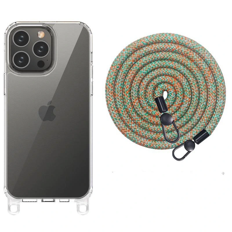 Чохол TPU Transparent with Straps для Apple iPhone 14 Pro Max (6.7") Orange / White