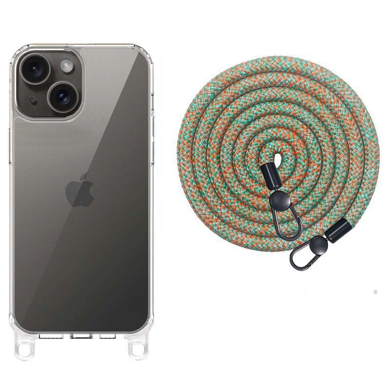 Чохол TPU Transparent with Straps для Apple iPhone 15 (6.1") Orange / White