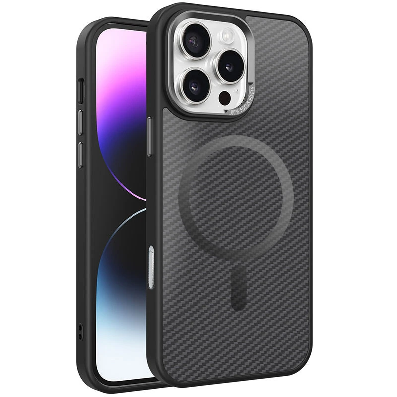 Чохол TPU+PC Carbon Mirage with MagSafe для Apple iPhone 16 Pro Max (6.9") Grey