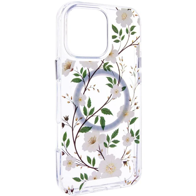 TPU+PC чохол Clear Garden with MagSafe для Apple iPhone 16 Pro Max (6.9") Cherry Petal