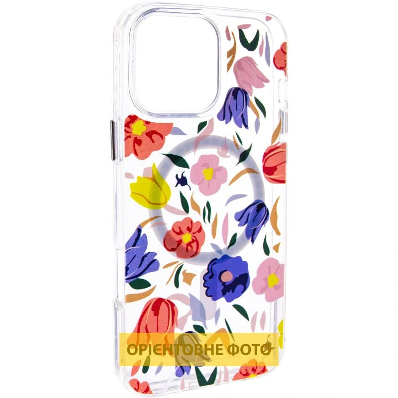 TPU+PC чохол Clear Garden with MagSafe для Apple iPhone 17 (6.3") Blue Blossom