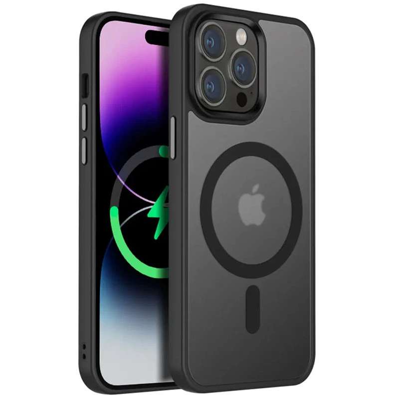 TPU+PC чохол Metal Buttons with MagSafe Colorful для Apple iPhone 12 Pro Max (6.7") Темно-фіолетовий / Dark Purple