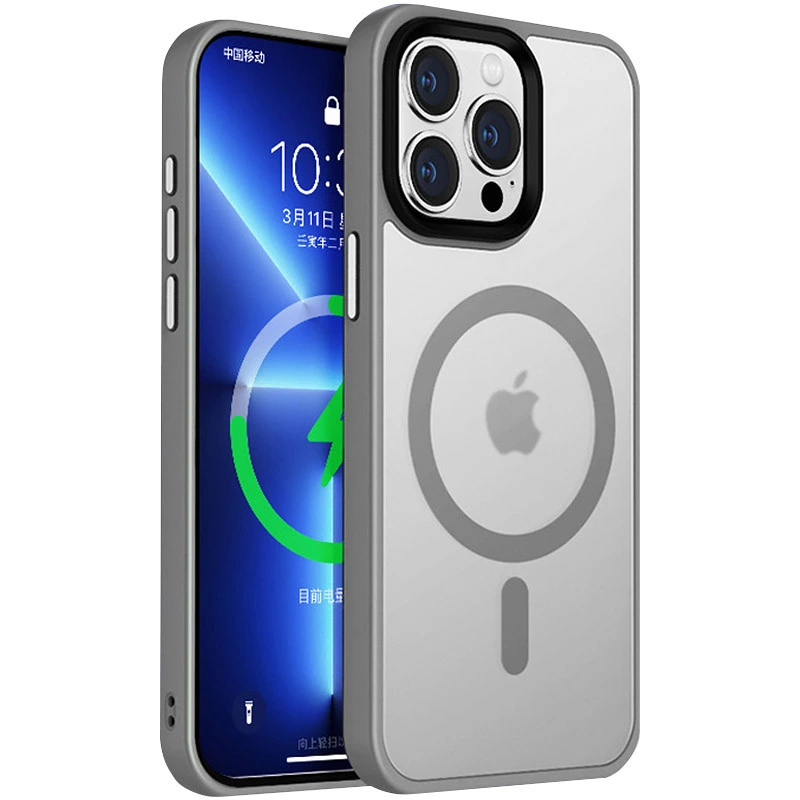 TPU+PC чохол Metal Buttons with MagSafe Colorful для Apple iPhone 15 Pro (6.1") Бордовий / Wine Red