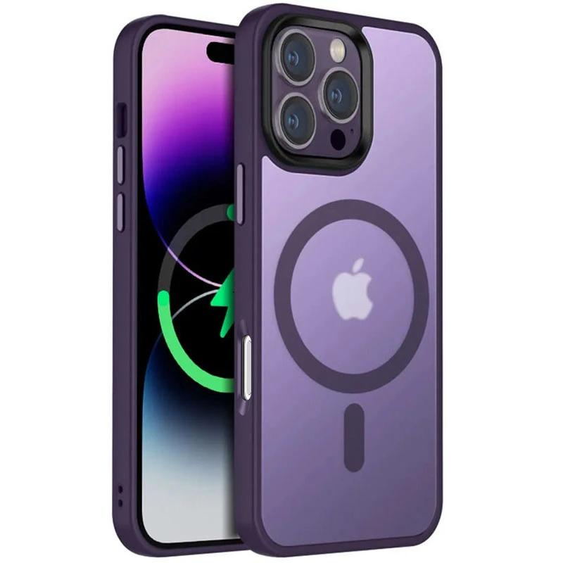 TPU+PC чохол Metal Buttons with MagSafe Colorful для Apple iPhone 16 Pro Max (6.9") Синій / Navy Blue