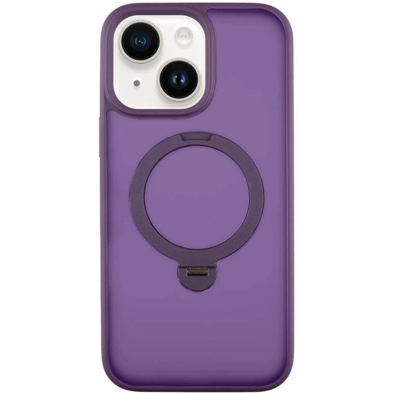 TPU+PC чохол Metal Buttons with MagSafe Colorful HQ Ring для Apple iPhone 15 (6.1") Grey