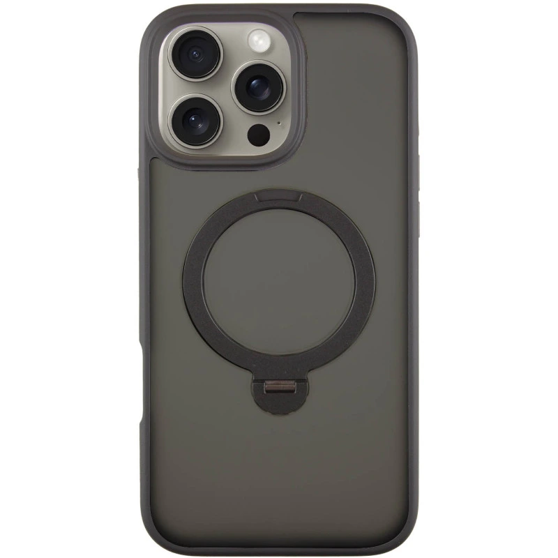 TPU+PC чохол Metal Buttons with MagSafe Colorful HQ Ring для Apple iPhone 16 Pro Max (6.9") Dark Blue