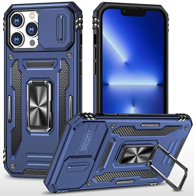 Ударостійкий чохол Camshield Army Ring для Apple iPhone 15 Pro (6.1") Синій / Navy