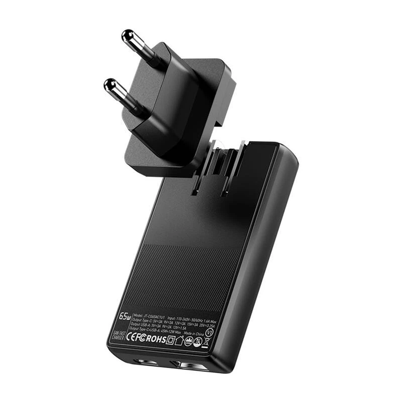 Мережевий зарядний пристрій ESSAGER Ultra Thin Gan 65W 1C1A BLACK — ESSAGER