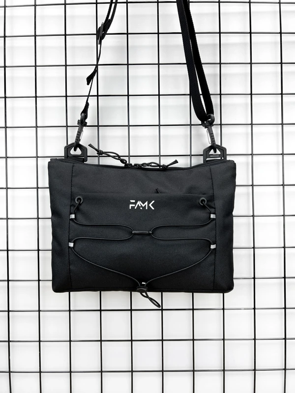 Сумка плоска через плече (месенджер, планшетка) для чоловіків та жінок, Чорний — FAMK