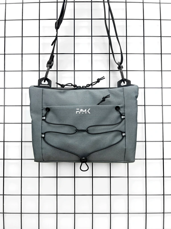 Сумка плоска через плече (месенджер, планшетка) для чоловіків та жінок, Темно-сірий — FAMK