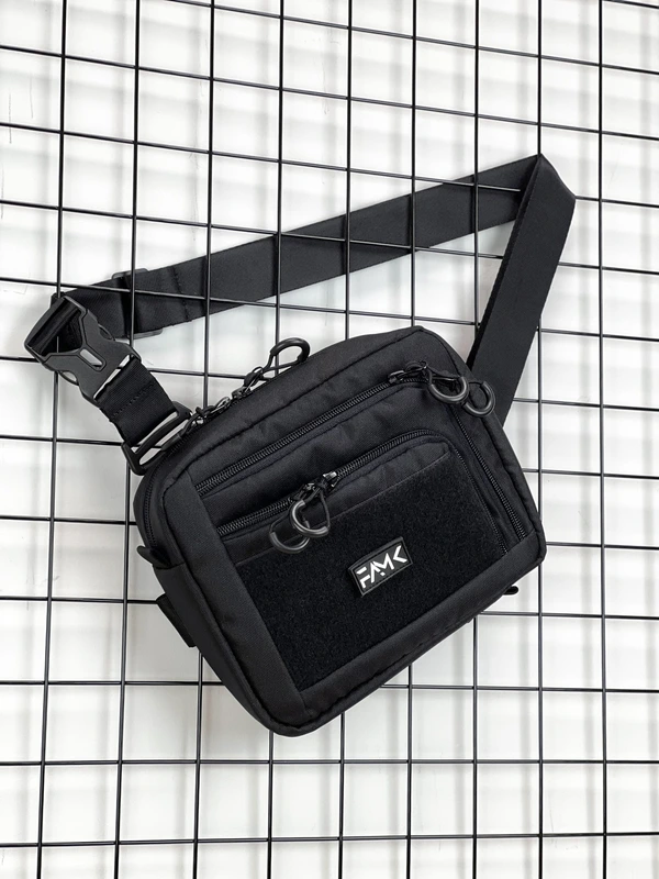 Сумка трансформер 3в1 (сумка через плече, нагрудна - слінг, бананка) для чоловіків та жінок, Чорний, 14 х 18 х 5,5 см — FAMK