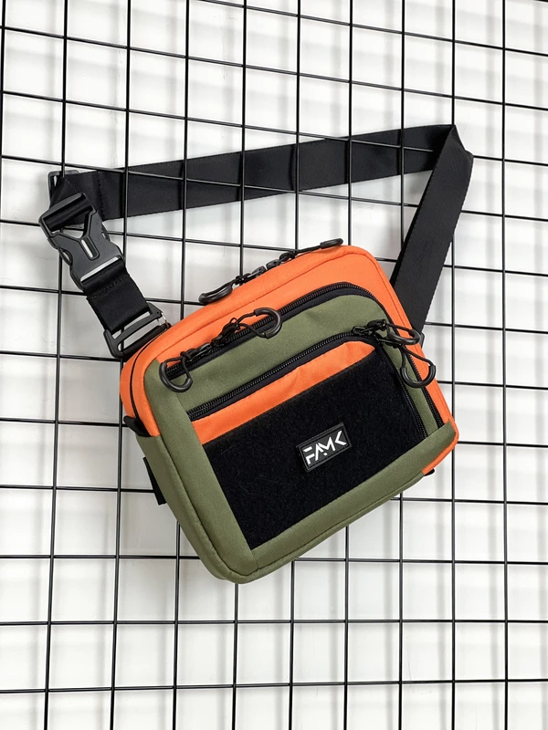 Сумка трансформер 3в1 (сумка через плече, нагрудна - слінг, бананка) для чоловіків та жінок, Помаранчевий, 14 х 18 х 5,5 см — FAMK