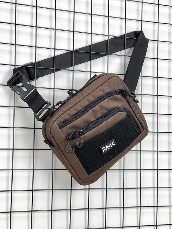 Сумка трансформер 3в1 (сумка через плече, нагрудна - слінг, бананка) для чоловіків та жінок, Коричневий, 18 х 22 х 5,5 см