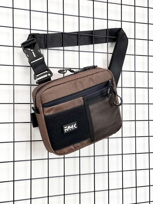Сумка трансформер 3в1 2.0 (сумка через плече, нагрудна - слінг, бананка) для чоловіків та жінок, Коричневий — FAMK