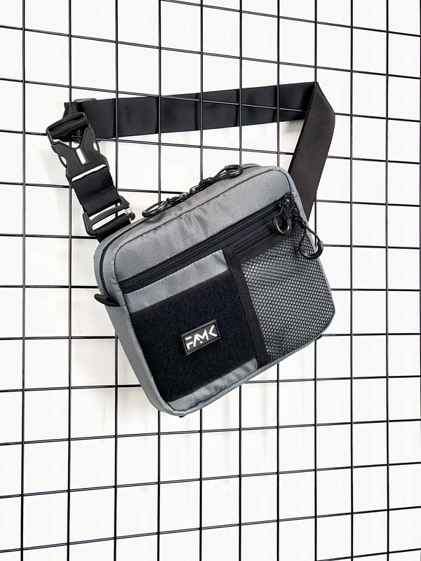 Сумка трансформер 3в1 2.0 (сумка через плече, нагрудна - слінг, бананка) для чоловіків та жінок, Темно-сірий — FAMK