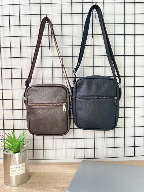 Чоловіча сумка месенджер (через плече) з натуральної шкіри, Коричневий