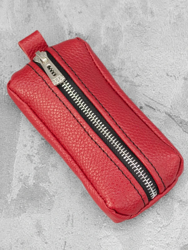 Шкіряна ключниця для чоловіків та жінок, Червоний — FAMK