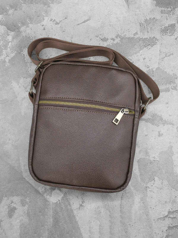 Чоловіча сумка месенджер (через плече) з екошкіри, Коричневий