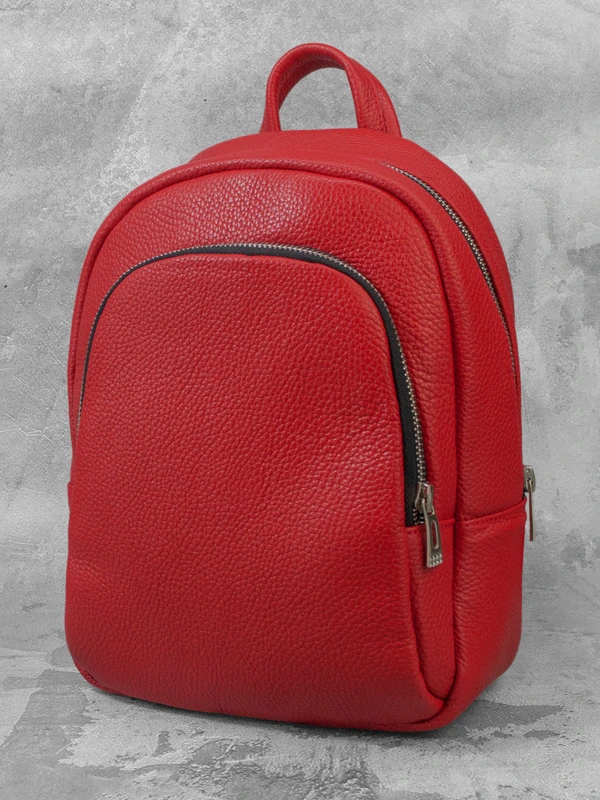 Жіночий рюкзак червоний з натуральної шкіри
