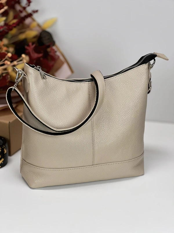 Жіноча сумка крос-боді (через плече) з натуральної шкіри, Бежевий