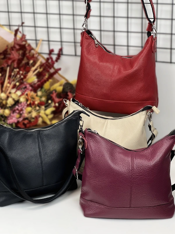 Жіноча сумка крос-боді (через плече) з натуральної шкіри, Марсала