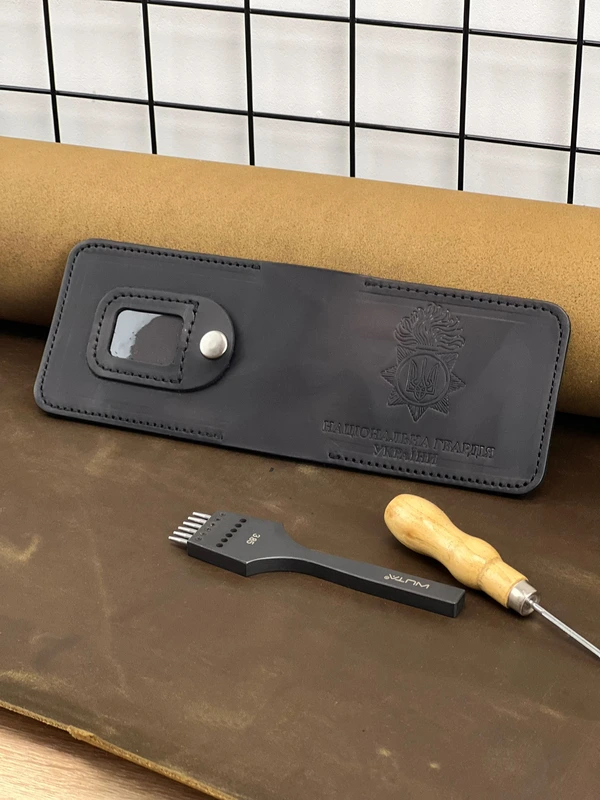 Обкладинка на посвідчення Національної Гвардії України із натуральної шкіри "Crazy Hors", Чорний — FAMK