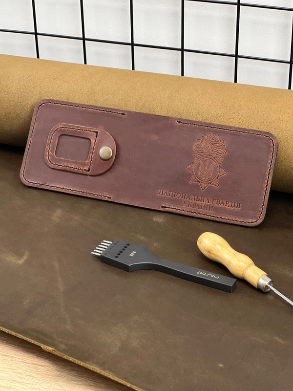 Обкладинка на посвідчення Національної Гвардії України із натуральної шкіри "Crazy Hors", Коричневий — FAMK