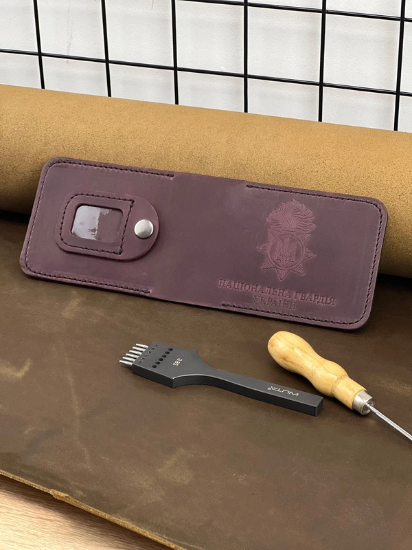 Обкладинка на посвідчення Національної Гвардії України із натуральної шкіри "Crazy Hors", Марсала — FAMK